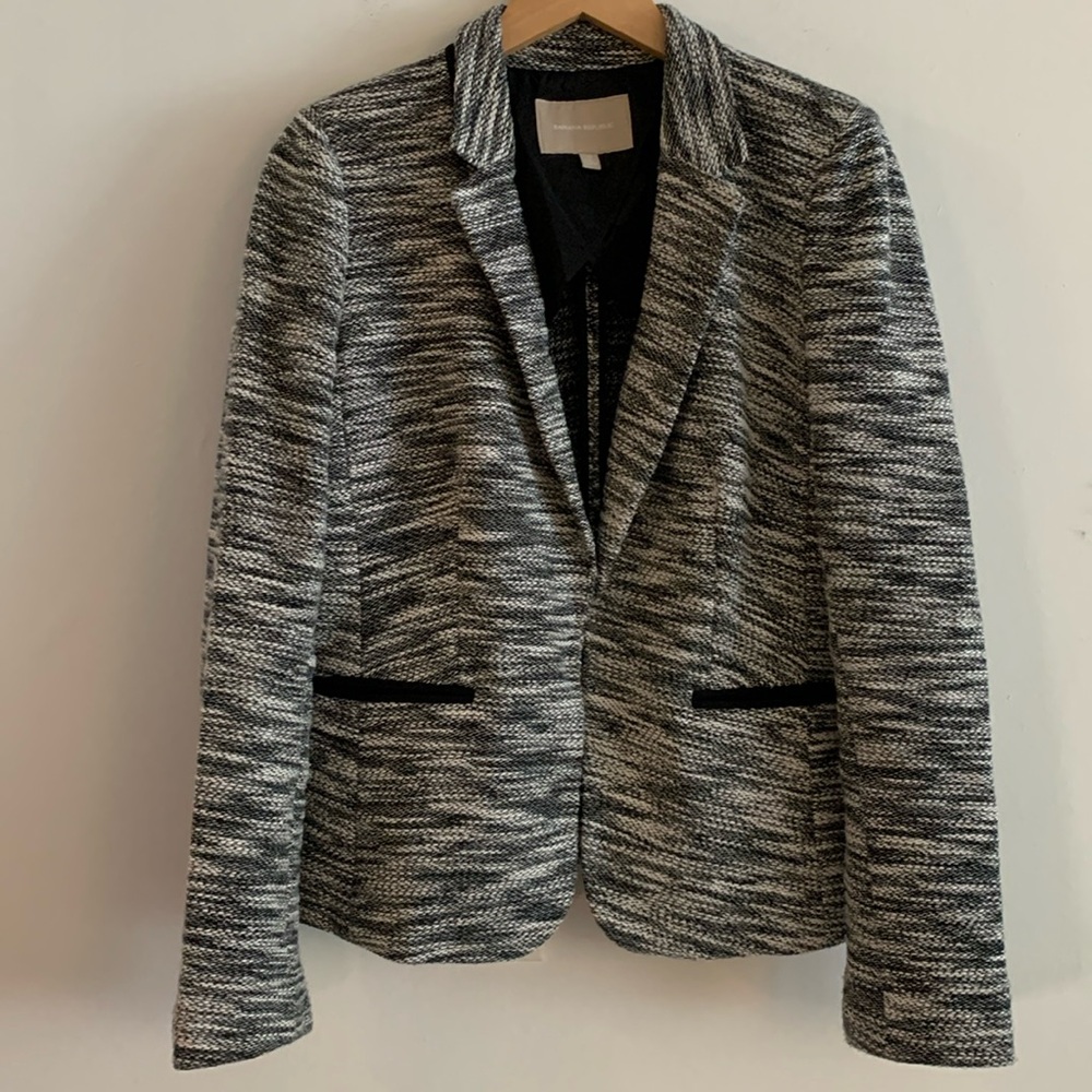 Banana Republic Black and White Textured Knit Blazer